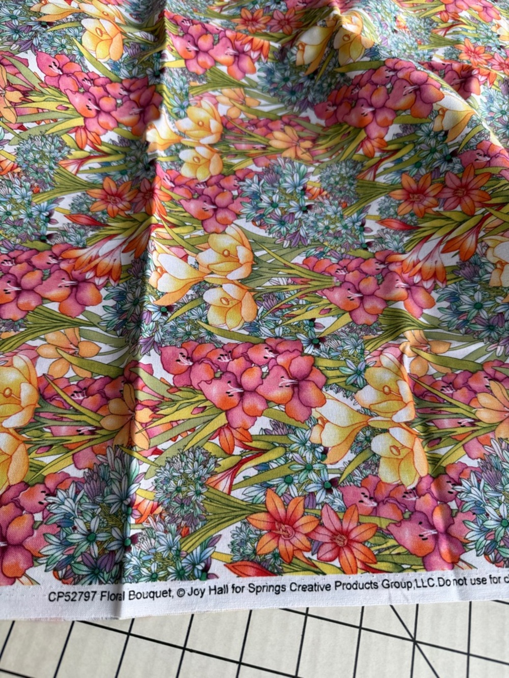 Floral Quilting Cotton Fabric Joy Hall Springs Creative 1+ Yard Bright Flowers - Picture 4 of 10